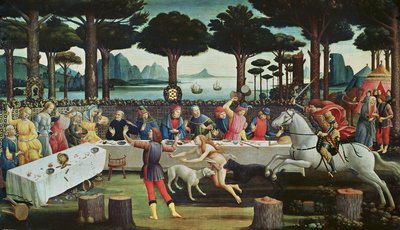 The Banquet in the Pinewoods: Scene III of The Story of Nastagio degli Onesti by Sandro Botticelli